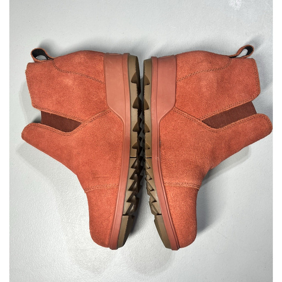 Sorel Joan of Arctic Suede Leather Chelsea Boots Womens 8 Orange Wedge Pull On - Picture 4 of 10